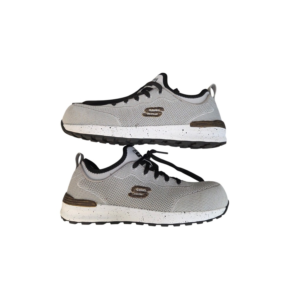 Skechers Women Gray Mesh Work Safety Shoes 8 Comp Toe Memory Foam Slip Resistant